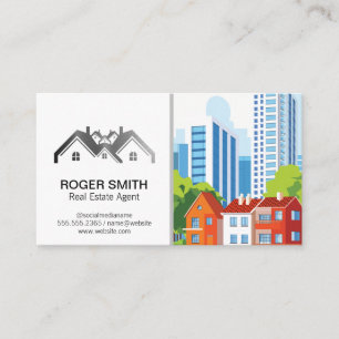 Home Properties Realtor Logo   City Buildings Business Card