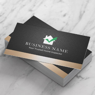 Home Real Estate Inspection Modern Gold Border Business Card