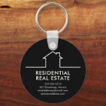 Home Real Estate Realtor Promotional Key Ring<br><div class="desc">Round keychain features your details on the front and back in chic lettering with a home design. Personalise this keychain for yourself,  your company,  employees and clients. (Leave areas blank if you do not want any details printed.)</div>