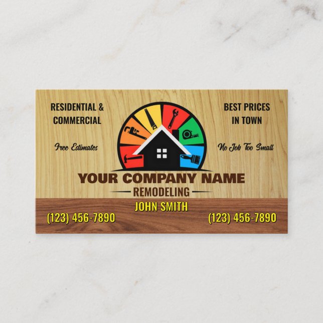 Home Remodeling Business Cards (Front)