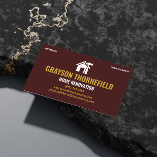 Home Renovation General Contractor Bold Maroon Business Card