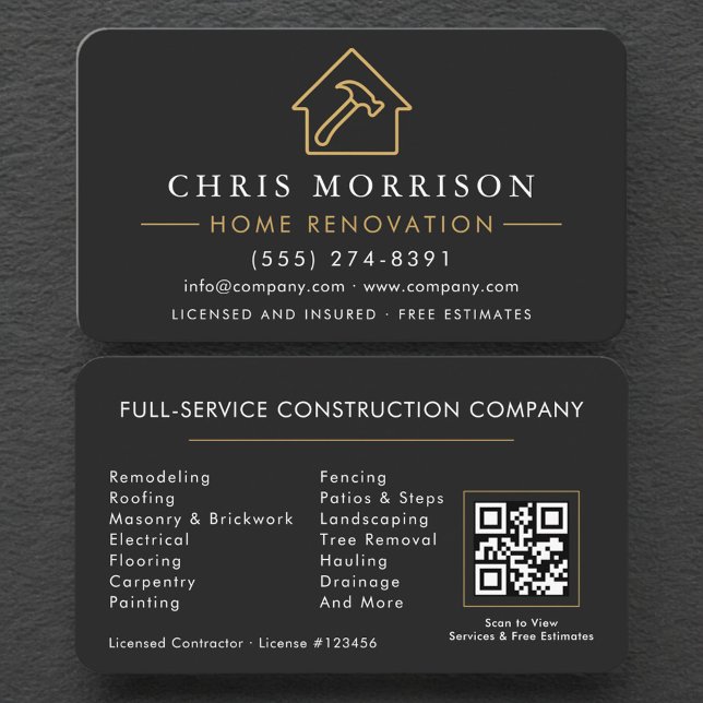 Home Renovation Repair QR Code Professional Business Card (Creator Uploaded)