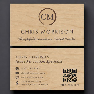 Home Renovation Wood QR Code Professional Business Card