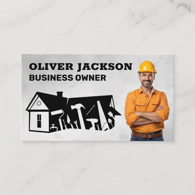 Home Renovations Hand Tools | Construction Worker Business Card (Front)
