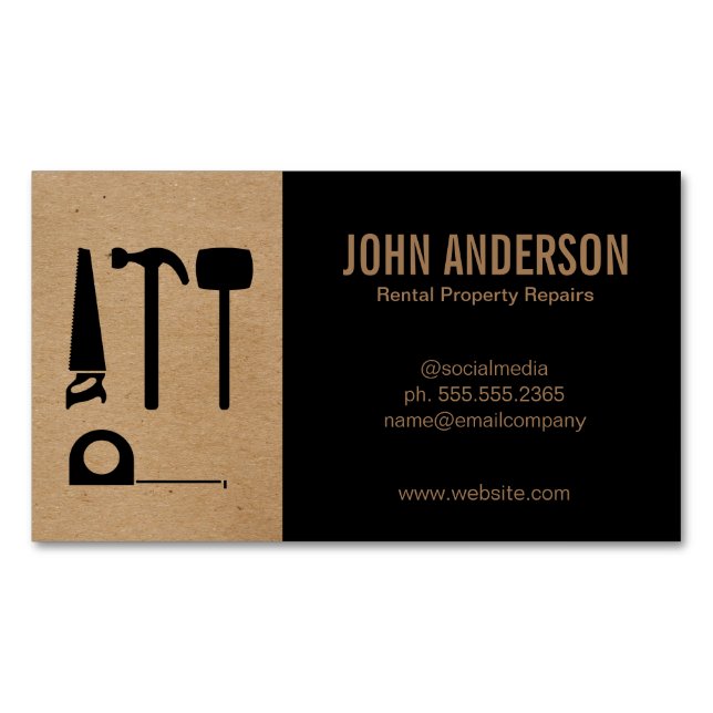 Home Repair | Handyman | Property Management Magnetic Business Card (Front)