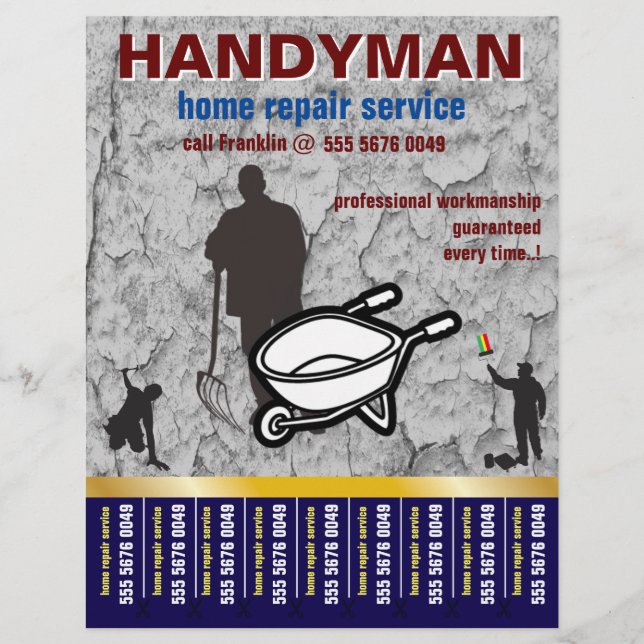 Home Repair Handyman Service Small Business Flyer (Front)