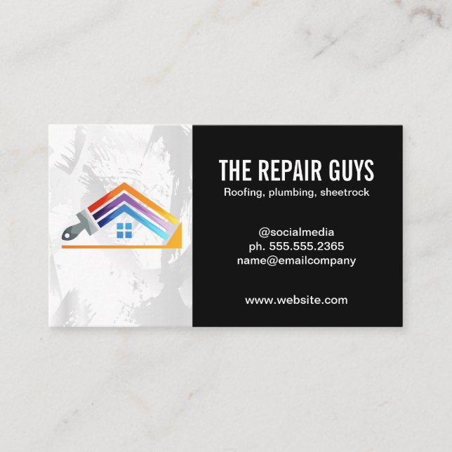 Home Repair Logo | Appliance Repairman Business Card (Front)