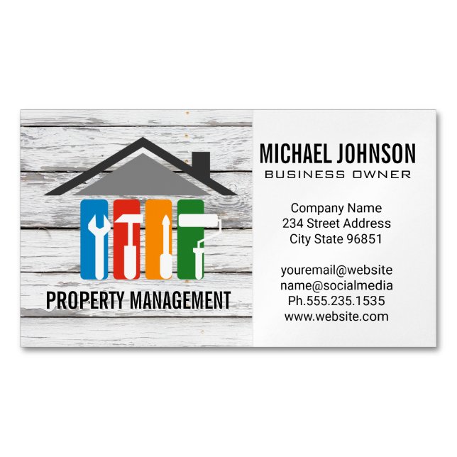 Home Repair Logo | General Contractor Magnetic Business Card (Front)