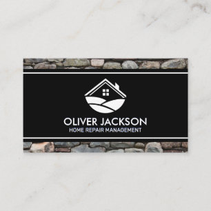 Home Repair Stone Wall Black White Lines Business Card