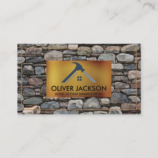 Home Repair | Stone Wall | Real Estate Agent Business Card (Front)