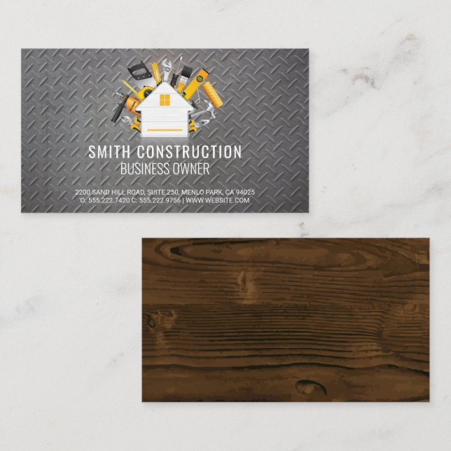 Home Repair Tools | Steel | Wood | Construction Business Card (Front/Back)