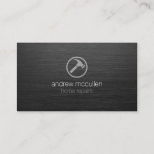 Home Repairs Tools Hammer Icon Dark Brushed Metal Business Card