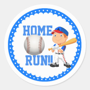 Home Run Baseball Classic Round Stickers