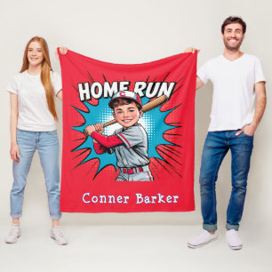 Home Run Boy Baseball Birthday Bash Gift Fleece Blanket