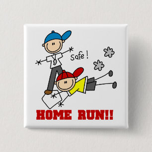 Home Run Boys Baseball Tshirts and Gifts 15 Cm Square Badge