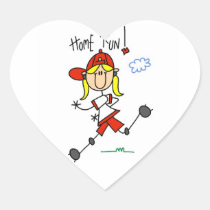 Home Run Girls Softball T-shirts and Gifts Heart Sticker