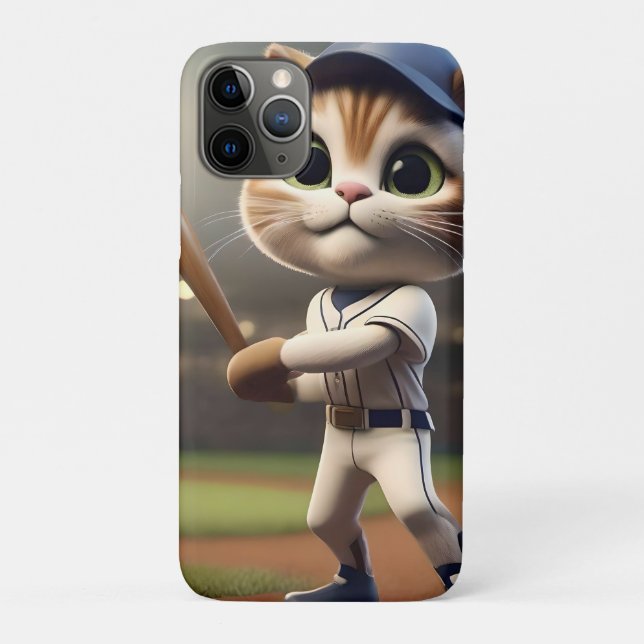 Home Run Hitter: The 3D Baseball Cat Takes a Swing Case-Mate iPhone Case (Back)