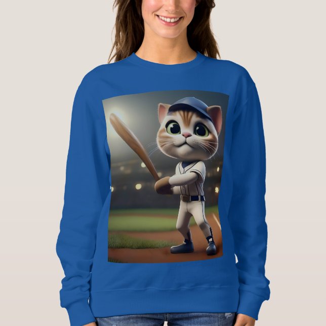Home Run Hitter: The 3D Baseball Cat Takes a Swing Sweatshirt (Front)