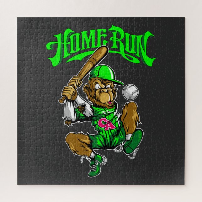 Home Run Monkey Baseball Jigsaw Puzzle (Vertical)