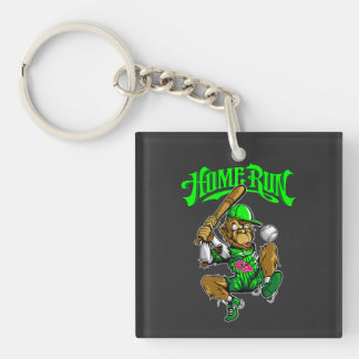 Home Run Monkey Baseball Key Ring
