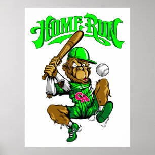 Home Run Monkey Baseball Poster
