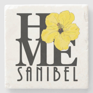 HOME Sanibel Yellow Hibiscus Stone Coaster