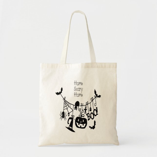 Home Scary Home Bats Pumpkin, Black Cat, Voodoo Tote Bag (Front)