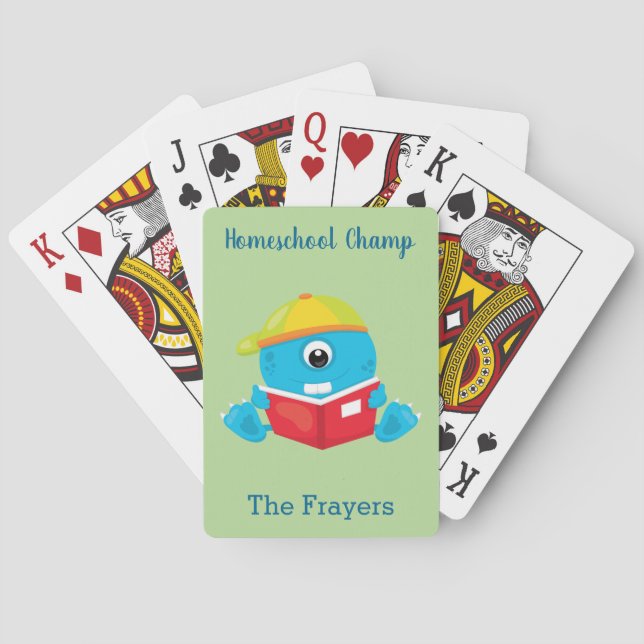 Home School Theme Blue Monster Playing Cards (Back)