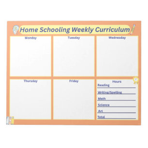Home School Weekly Curriculum Notepad
