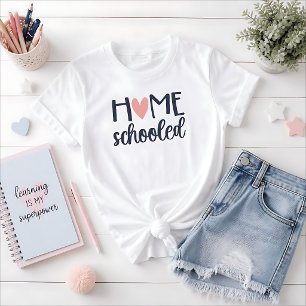 Home Schooled With Heart Navy and Pink T-Shirt