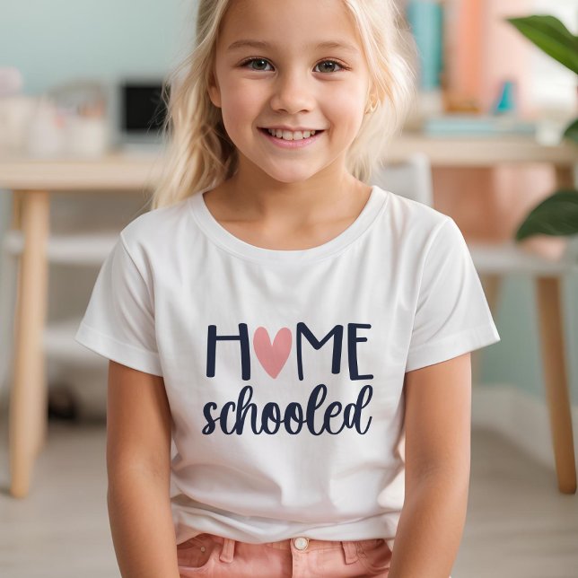 Home Schooled With Heart Navy and Pink T-Shirt (Creator Uploaded)