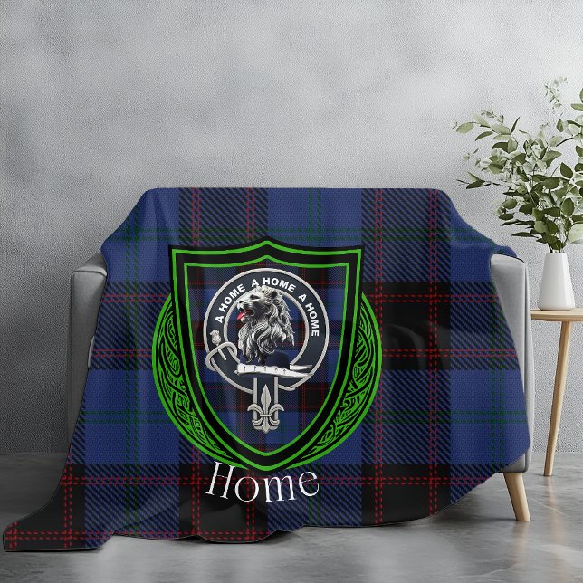 Home Scottish Clan Tartan Crest Fleece Blanket (Creator Uploaded)