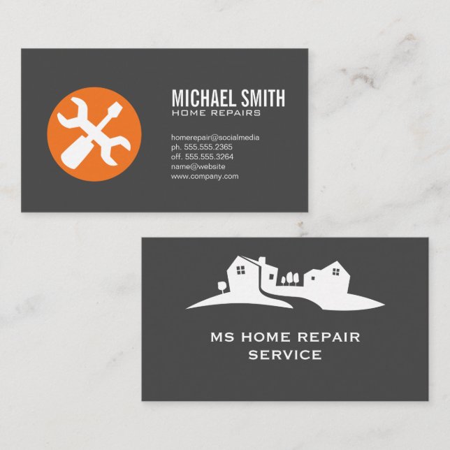 Home Services Repair | Carpenter Tools Logo Business Card (Front/Back)