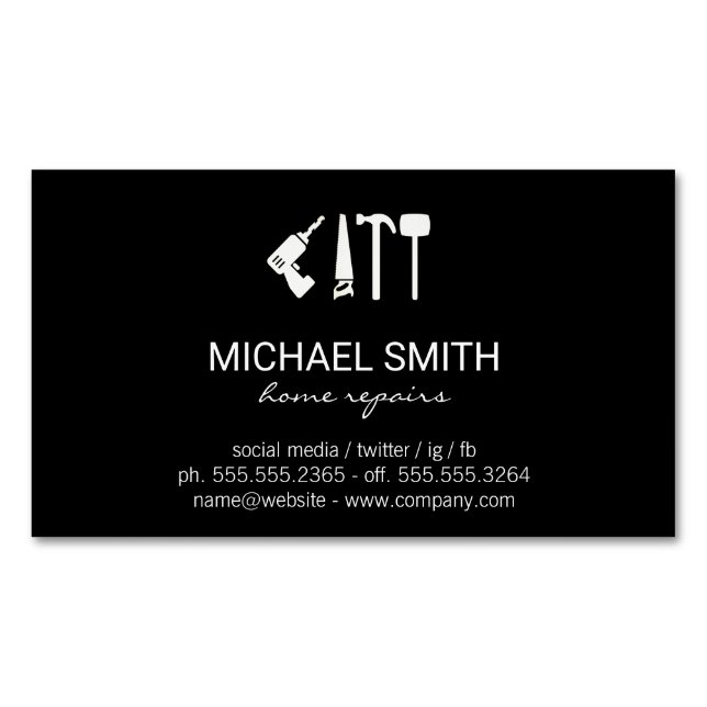 Home Services Repair | Hardware Tools | Handyman Magnetic Business Card (Front)