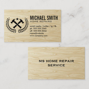 Home Services Repair   Wood Grain Background Business Card