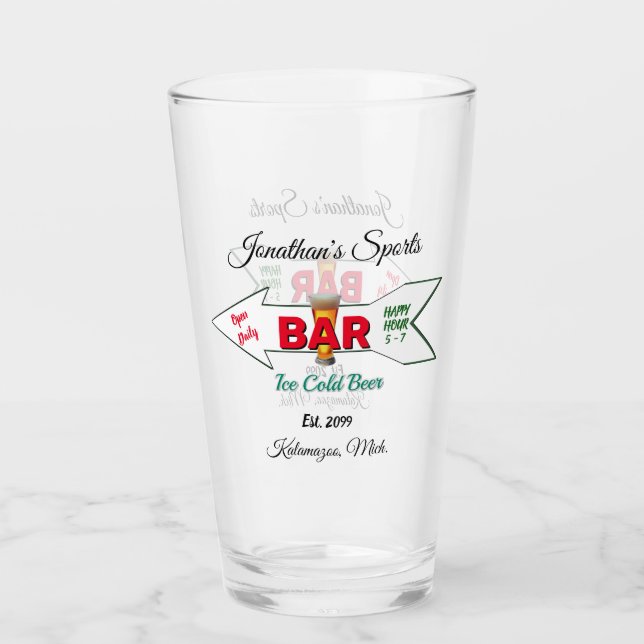 Home Sports Bar Beer Soda Tumblers Glasses (Front)