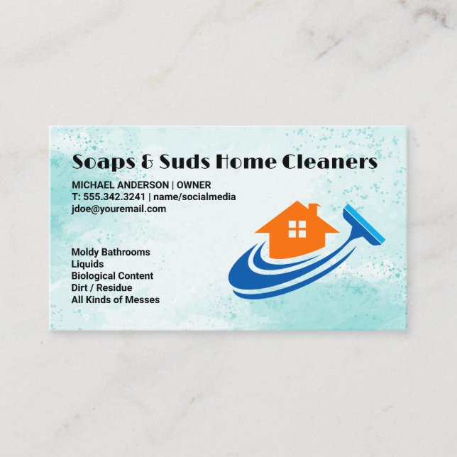 Home Squeegee Logo | Commercial Cleanings Business Card (Front)