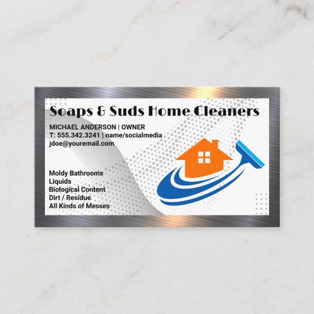 Home Squeegee Logo | Maid Cleaning Business Card (Front)