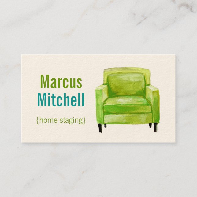 Home Staging Business Cards - horizontal - green (Front)