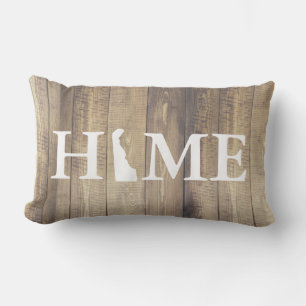 Home State Delaware Rustic Wood Family Name Lumbar Cushion
