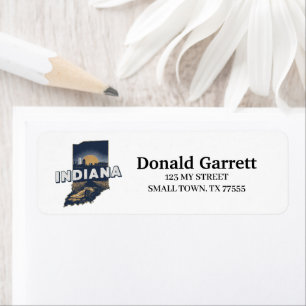 Home State Indiana Retro Colour Address