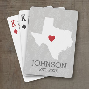 Home State Map Art - Custom Name Texas Playing Cards