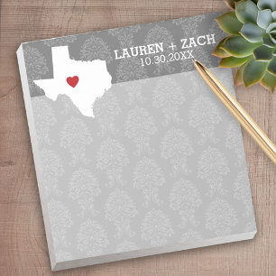 Home State Map Art - Custom Wedding Texas Notepad