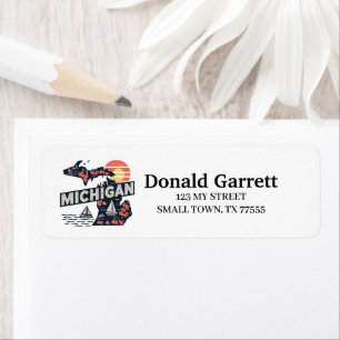 Home State Michigan Retro Colour Address
