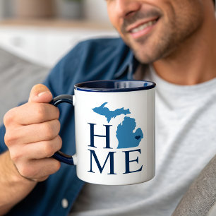 Home State of Michigan Blue City Heart Mug