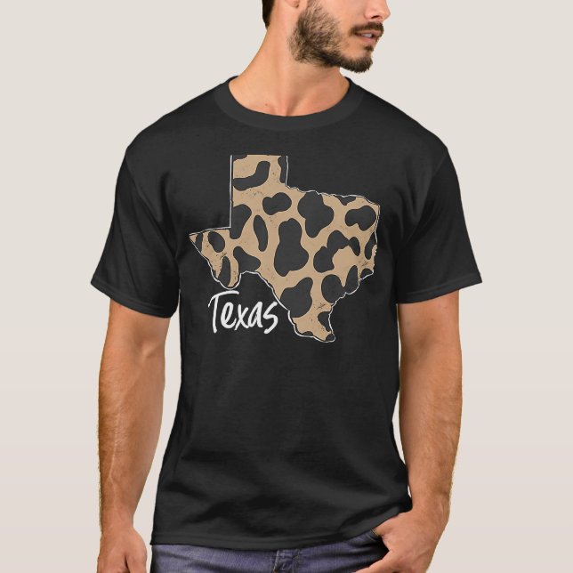 Home State of Texas Distressed Leopard Print T-Shirt (Front)