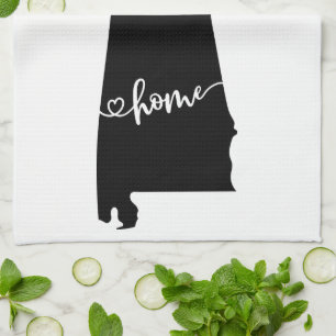 Home State Outline Heart Alabama Tea Towel