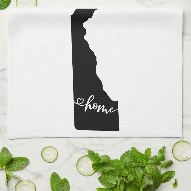 Home State Outline Heart Delaware Tea Towel (Folded)