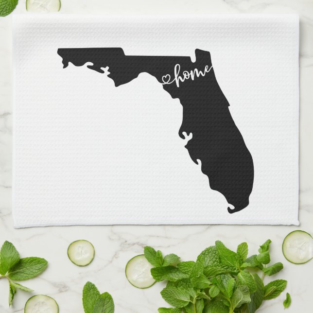 Home State Outline Heart Florida Kitchen Towel (Folded)