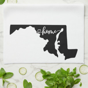 Home State Outline Heart Maryland Kitchen Towel